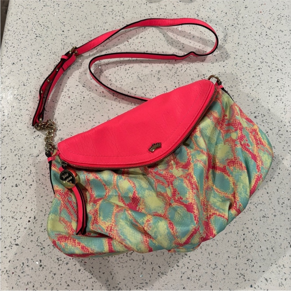 SALE Juicy Couture Vibrant Pink Snakeskin Multicolor Shoulder Bag